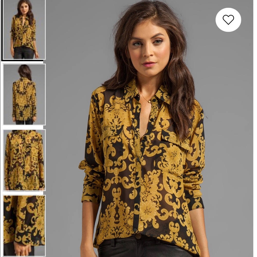 Damask Pattern Sheer Blouse